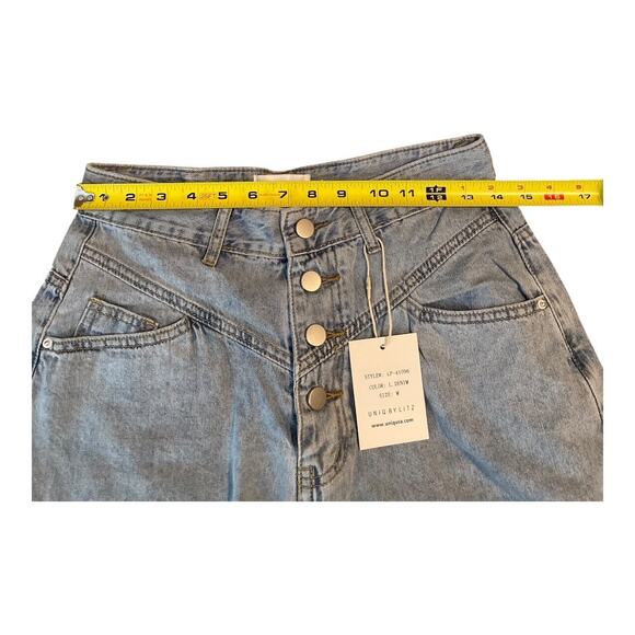 Uniq by Litz Women’s Button Fly Dark Wash Wide Leg Hi Waist Size L W30 Jeans - Picture 7 of 9